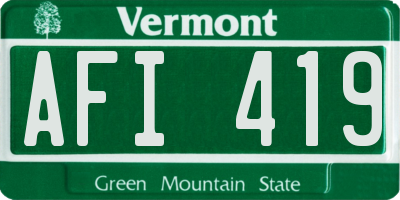 VT license plate AFI419