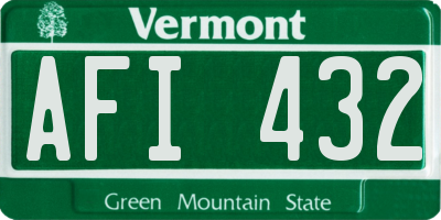 VT license plate AFI432