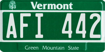 VT license plate AFI442