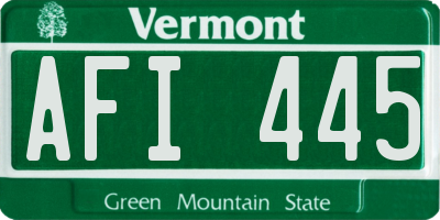 VT license plate AFI445