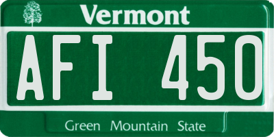 VT license plate AFI450
