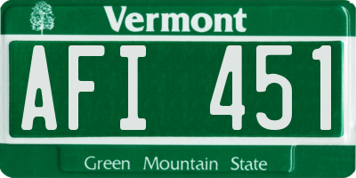 VT license plate AFI451