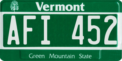 VT license plate AFI452