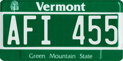 VT license plate AFI455