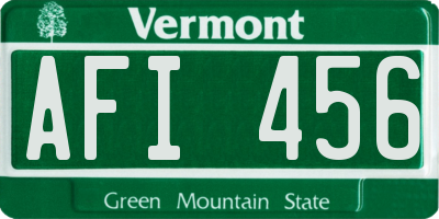 VT license plate AFI456