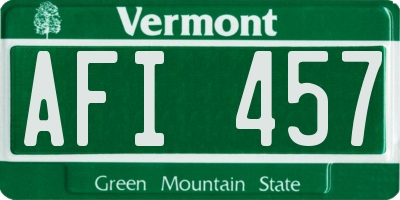 VT license plate AFI457