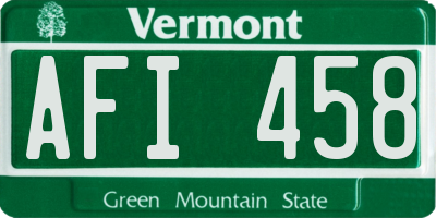 VT license plate AFI458