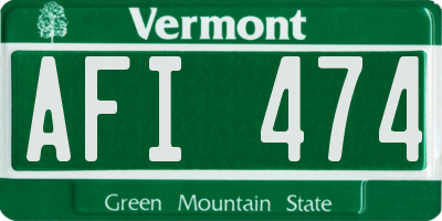 VT license plate AFI474