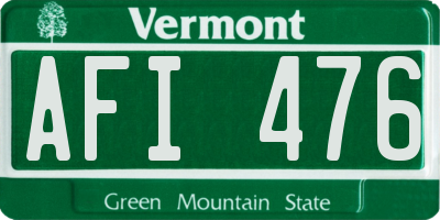 VT license plate AFI476