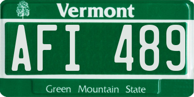 VT license plate AFI489