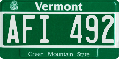 VT license plate AFI492