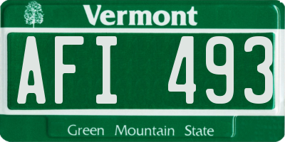 VT license plate AFI493