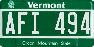 VT license plate AFI494