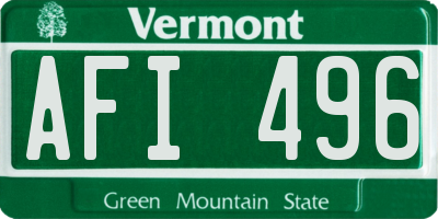 VT license plate AFI496