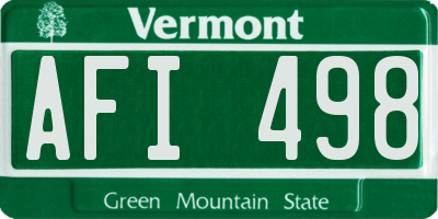 VT license plate AFI498
