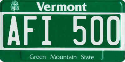 VT license plate AFI500