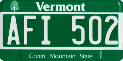 VT license plate AFI502