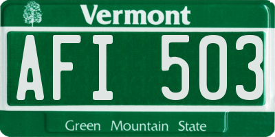 VT license plate AFI503