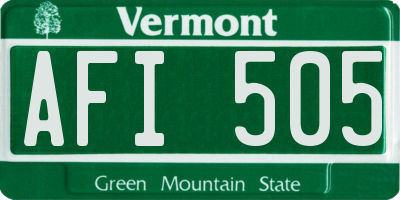 VT license plate AFI505