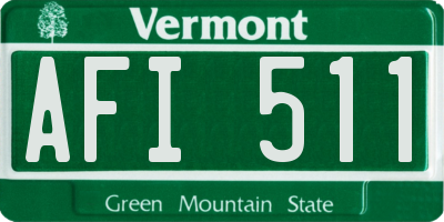 VT license plate AFI511