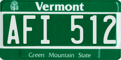 VT license plate AFI512