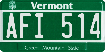 VT license plate AFI514