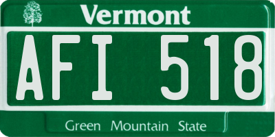 VT license plate AFI518