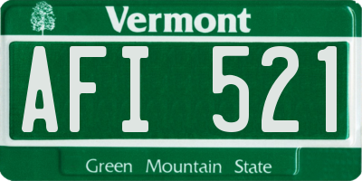 VT license plate AFI521
