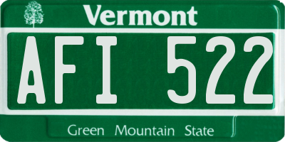 VT license plate AFI522
