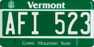 VT license plate AFI523