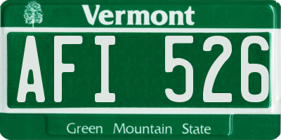 VT license plate AFI526