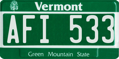 VT license plate AFI533