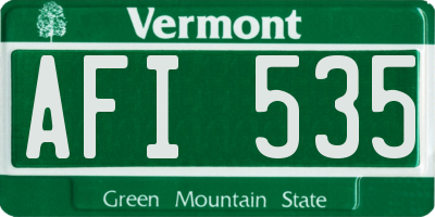 VT license plate AFI535