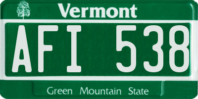 VT license plate AFI538