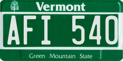 VT license plate AFI540