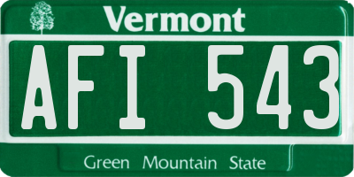 VT license plate AFI543