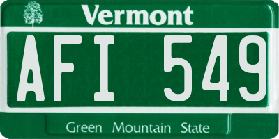 VT license plate AFI549