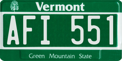 VT license plate AFI551