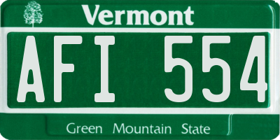 VT license plate AFI554