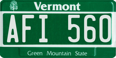 VT license plate AFI560