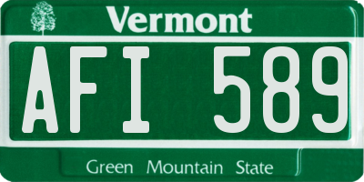 VT license plate AFI589