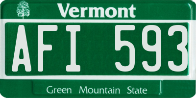 VT license plate AFI593