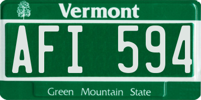 VT license plate AFI594