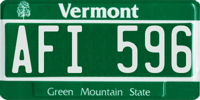VT license plate AFI596