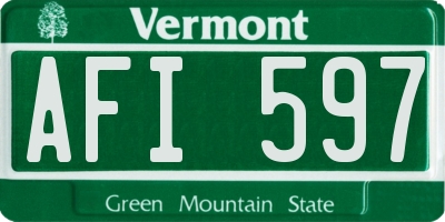 VT license plate AFI597