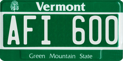 VT license plate AFI600