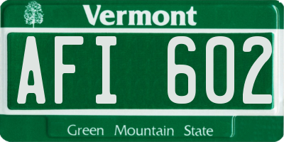 VT license plate AFI602