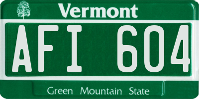 VT license plate AFI604