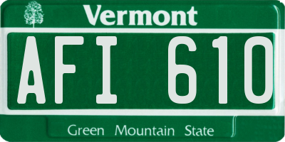 VT license plate AFI610
