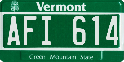 VT license plate AFI614